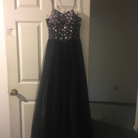 black corset formal dress